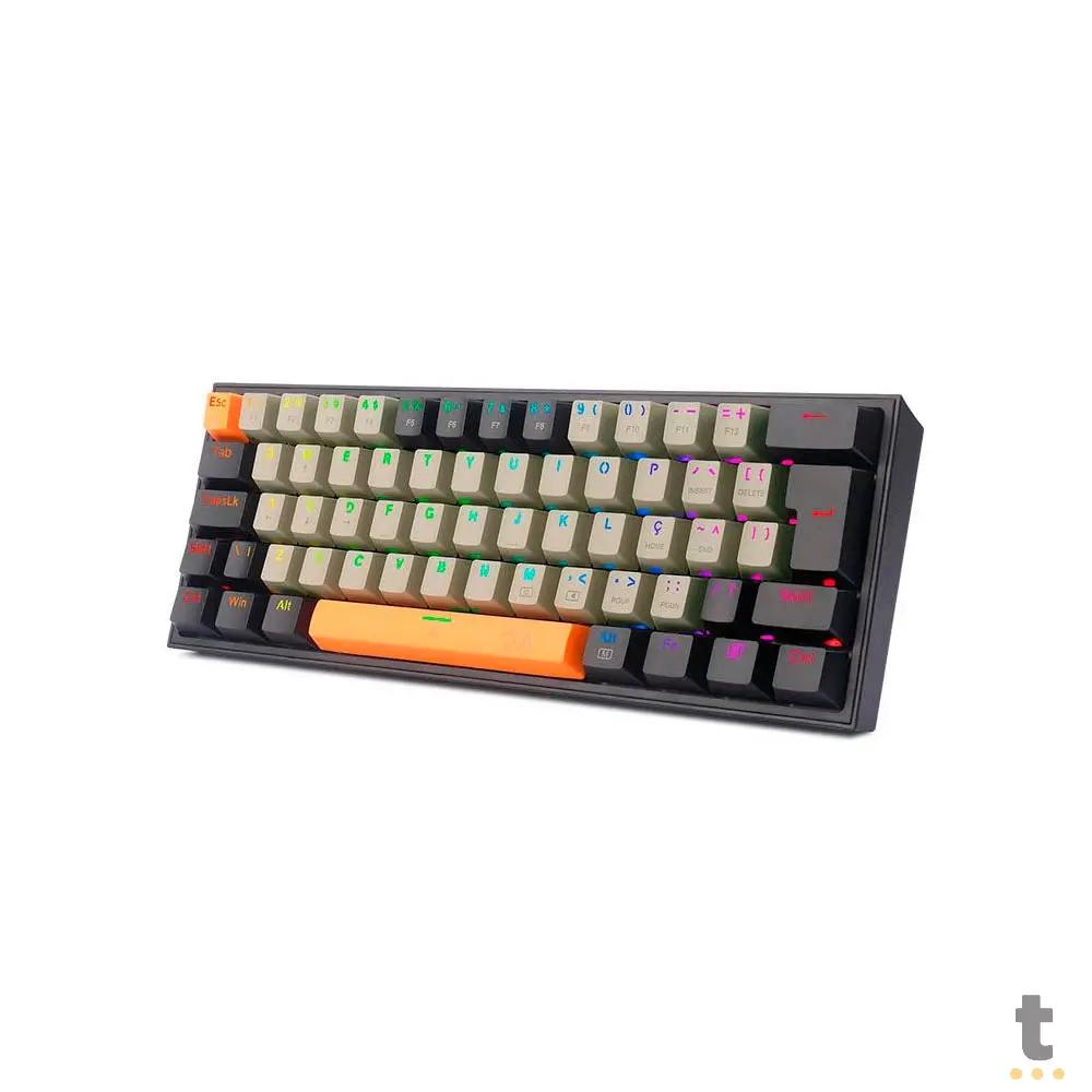 Teclado Gamer Mecânico Redragon Fizz Laranja / Cinza / Preto RGB Switch Marrom - K617RGB-OG GY BK Truedata