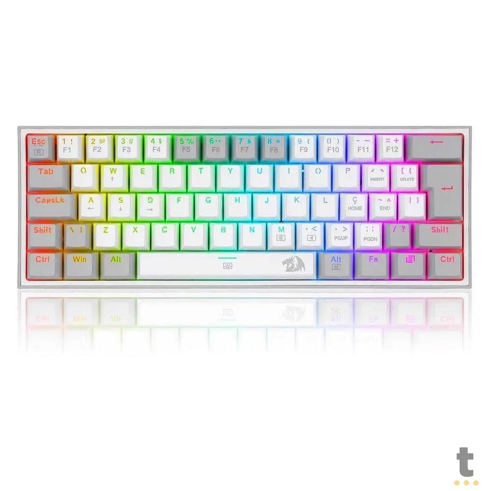 Teclado Gamer Mecanico Redragon Fizz RGB Branco Cinza Switch Azul - K617-RGB-W Truedata