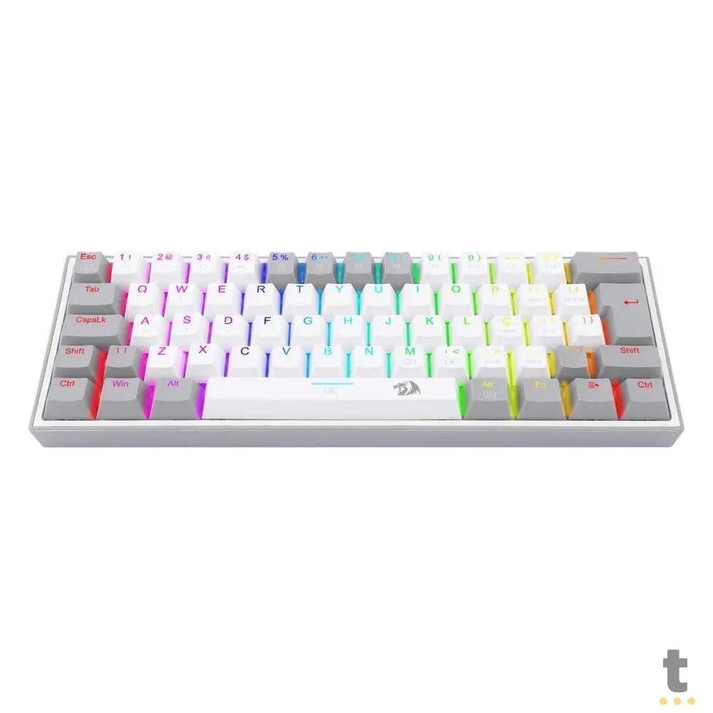 Teclado Gamer Mecanico Redragon Fizz RGB Branco Cinza Switch Azul - K617-RGB-W Truedata