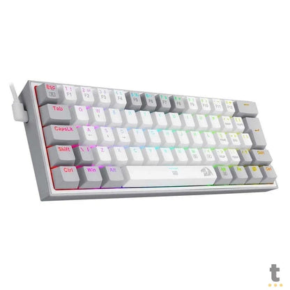 Teclado Gamer Mecanico Redragon Fizz RGB Branco Cinza Switch Azul - K617-RGB-W Truedata