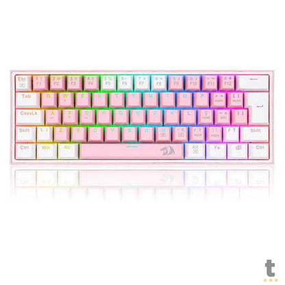 Teclado Gamer Mecanico Redragon Fizz RGB Branco Rosa/Branco Switch Azul - K617-RGB-W Truedata