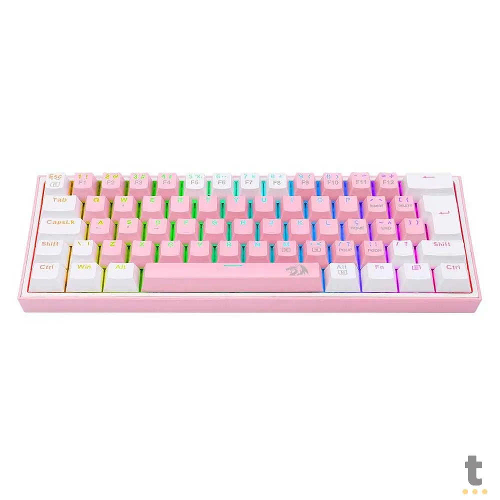 Teclado Gamer Mecanico Redragon Fizz RGB Branco Rosa/Branco Switch Azul - K617-RGB-W Truedata
