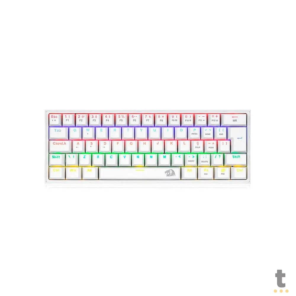 Teclado Gamer Mecanico Redragon Fizz RGB Branco Switch Azul - K617-R-W (PT-BLUE) Truedata