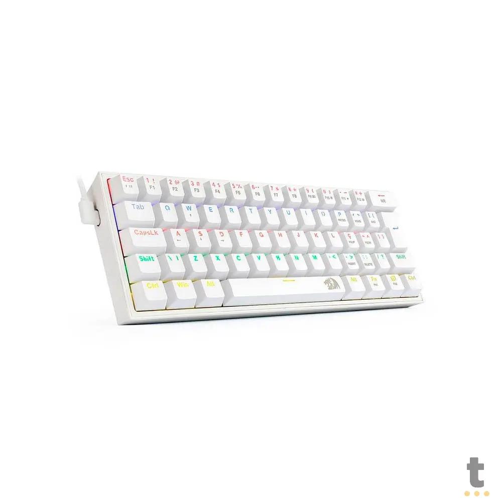 Teclado Gamer Mecanico Redragon Fizz RGB Branco Switch Azul - K617-R-W (PT-BLUE) Truedata