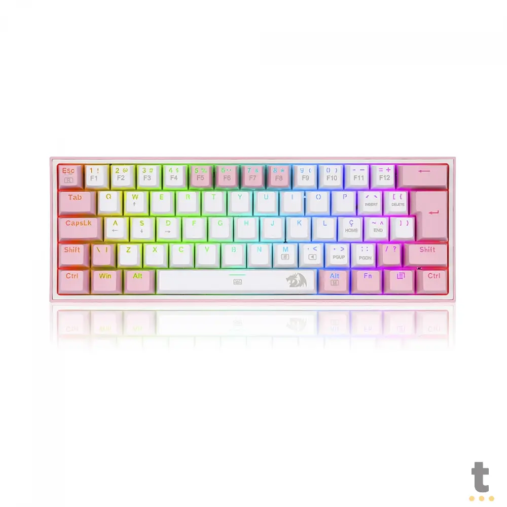Teclado Gamer Mecânico Redragon Fizz Sakura Lollipop Branco Switch Blue - K617-RGB-WP Truedata