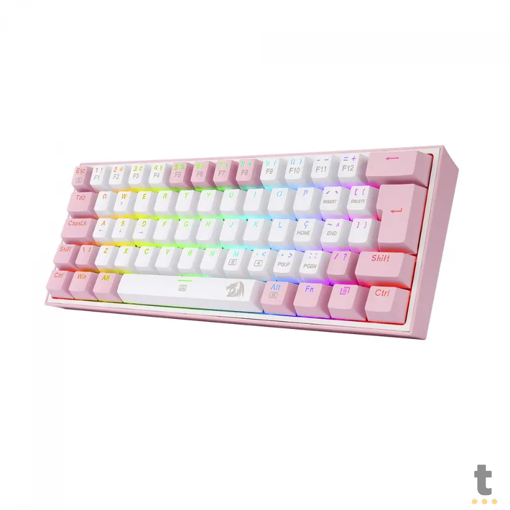 Teclado Gamer Mecânico Redragon Fizz Sakura Lollipop Branco Switch Blue - K617-RGB-WP Truedata