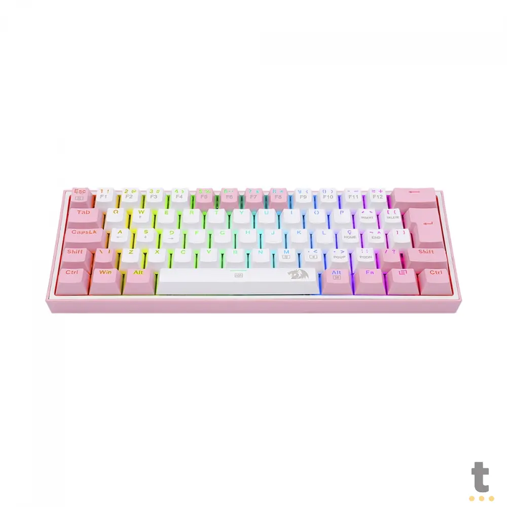 Teclado Gamer Mecânico Redragon Fizz Sakura Lollipop Branco Switch Blue - K617-RGB-WP Truedata