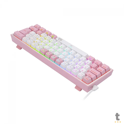 Teclado Gamer Mecânico Redragon Fizz Sakura Lollipop Branco Switch Blue - K617-RGB-WP Truedata
