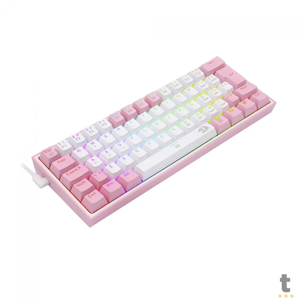 Teclado Gamer Mecânico Redragon Fizz Sakura Lollipop Branco Switch Blue - K617-RGB-WP Truedata