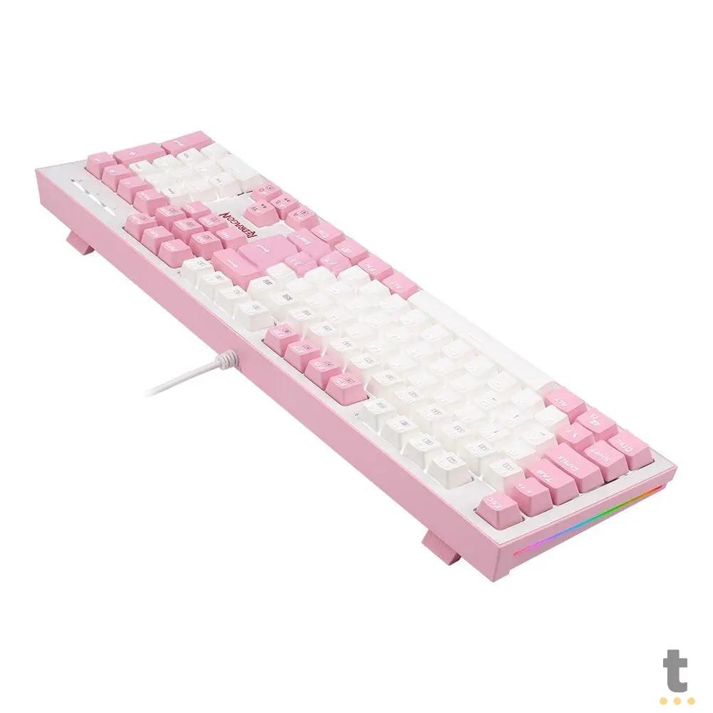 Teclado Gamer Mecânico Redragon Hades Led White Branco e Rosa - K623-WP (PT-BLUE) Truedata