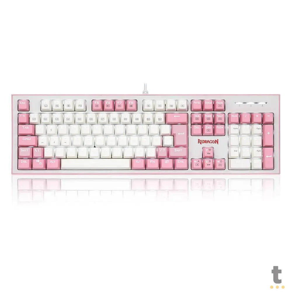 Teclado Gamer Mecânico Redragon Hades Led White Branco e Rosa - K623-WP (PT-BLUE) Truedata