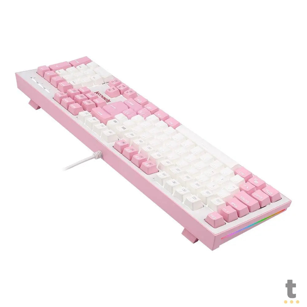 Teclado Gamer Mecânico Redragon Hades Led White Branco e Rosa - K623-WP (PT-BLUE) Truedata
