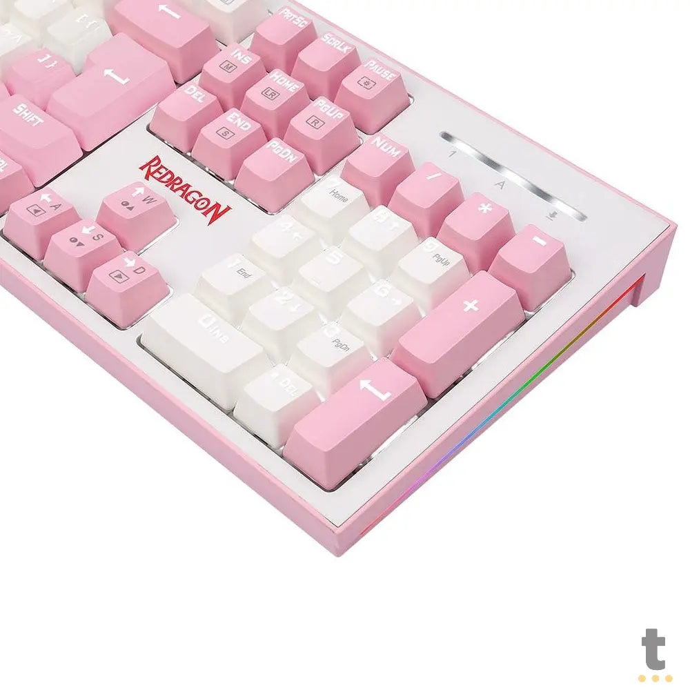 Teclado Gamer Mecânico Redragon Hades Led White Branco e Rosa - K623-WP (PT-BLUE) Truedata