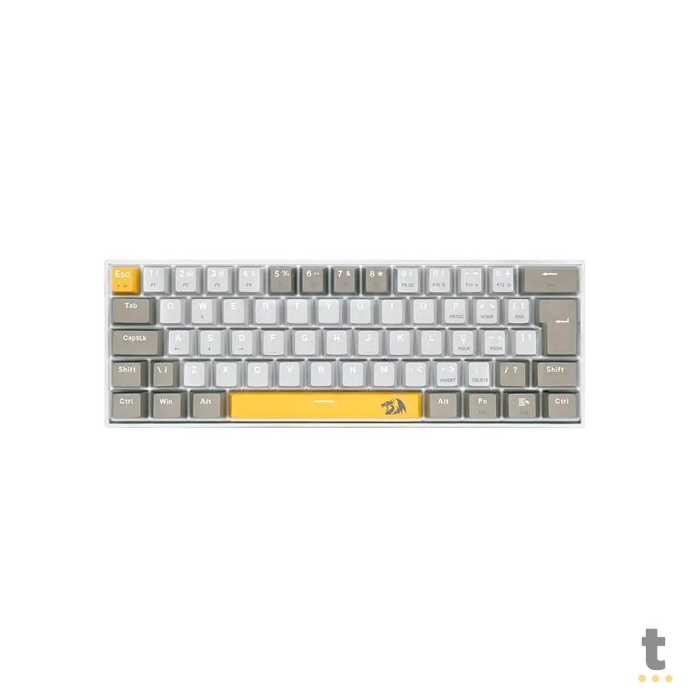 Teclado Gamer Mecânico Redragon Lakshmi Daylight Led Branco Switch Marrom - K606-YL GY WT (PT-BR) Truedata