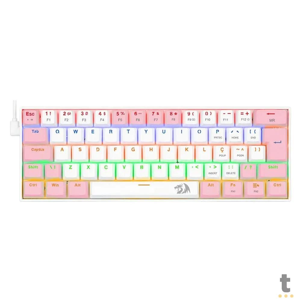 Teclado Gamer Mecânico Redragon Lakshmi RGB Branco e Rosa - K606PW-R (PT-BROWN) Truedata
