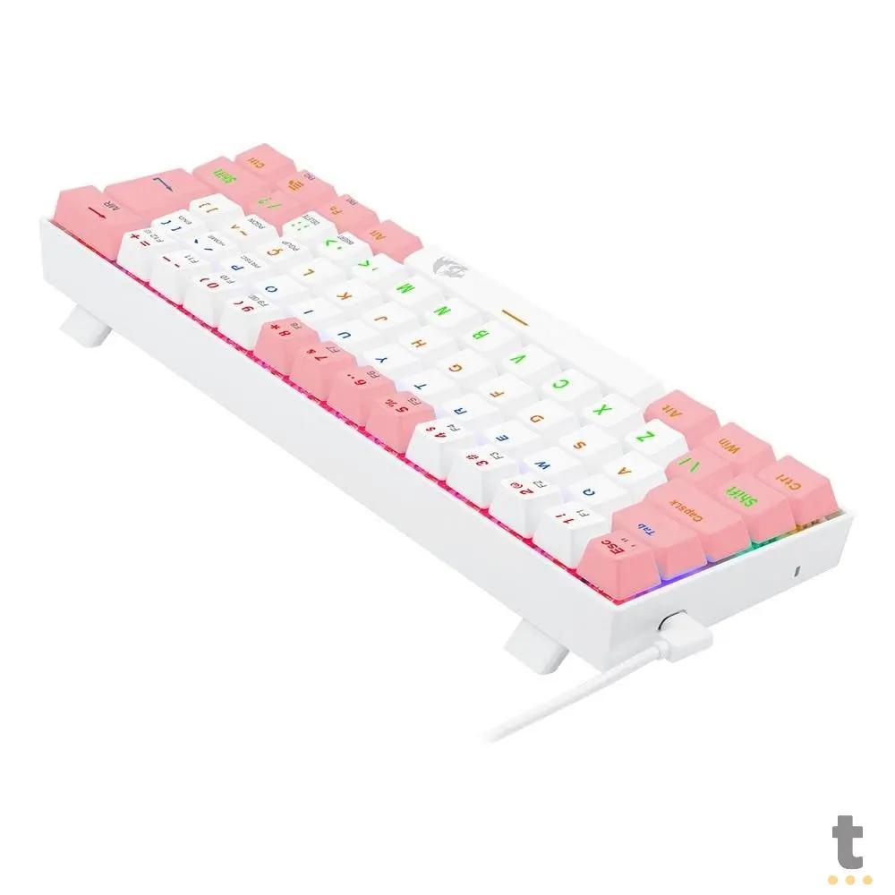 Teclado Gamer Mecânico Redragon Lakshmi RGB Branco e Rosa - K606PW-R (PT-BROWN) Truedata