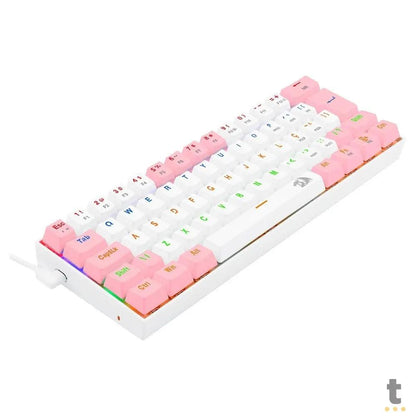 Teclado Gamer Mecânico Redragon Lakshmi RGB Branco e Rosa - K606PW-R (PT-BROWN) Truedata