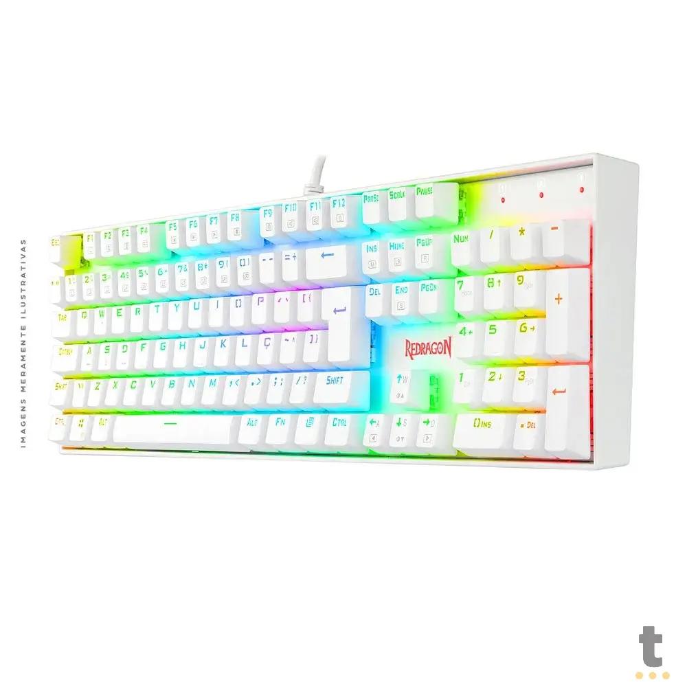 Teclado Gamer Mecânico Redragon Mitra Lunar RGB Branco - K551W-RGB (PT-RED) Truedata
