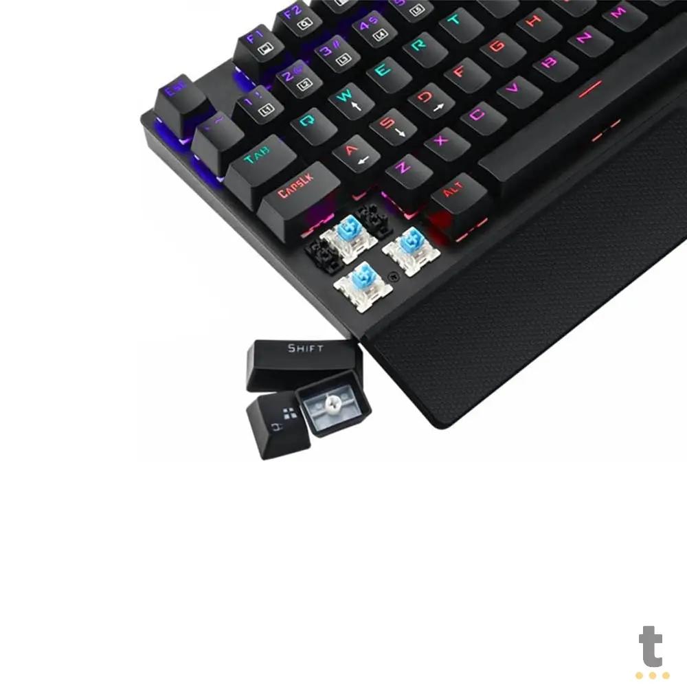 Teclado Gamer Mecanico T-Dagger Destroyer LED Rainbow Switch Azul - T-TGK305-BL (PT-BLUE) Truedata