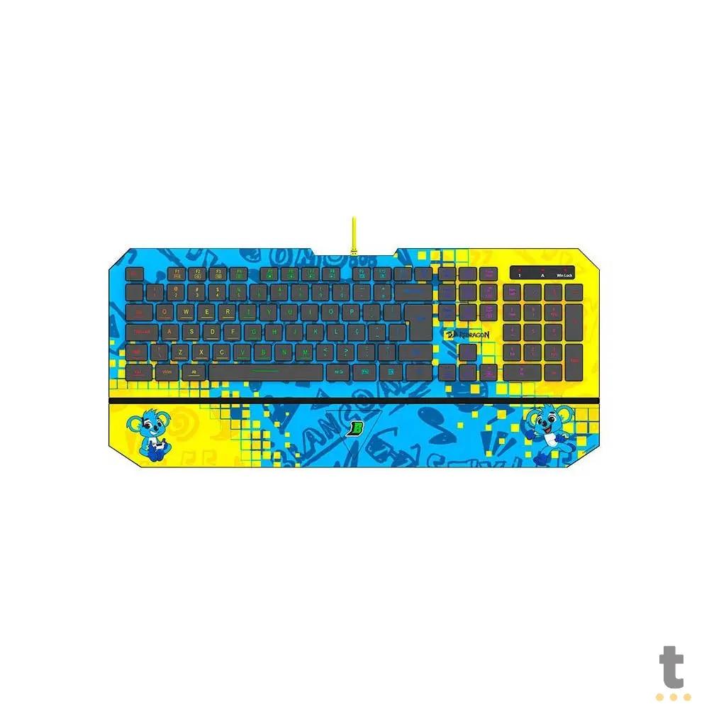 Teclado Gamer Membrana Redragon Brancoala RGB Apoio de Pulso Integrado Personalizado - B502RGB Truedata