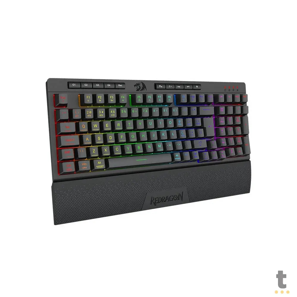 Teclado Gamer Membrana Redragon Shiva 98 RGB Preto C/ Apoio de Pulso - K515-RGB Truedata