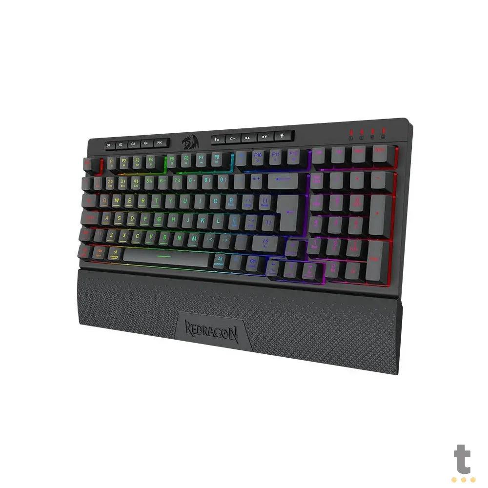 Teclado Gamer Membrana Redragon Shiva 98 RGB Preto C/ Apoio de Pulso - K515-RGB Truedata