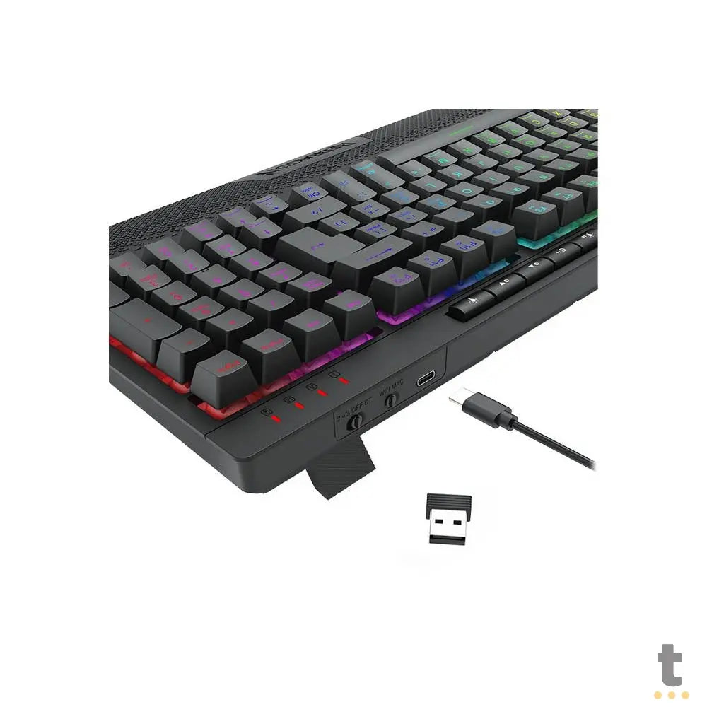 Teclado Gamer Membrana Redragon Shiva 98 RGB Preto C/ Apoio de Pulso - K515-RGB Truedata