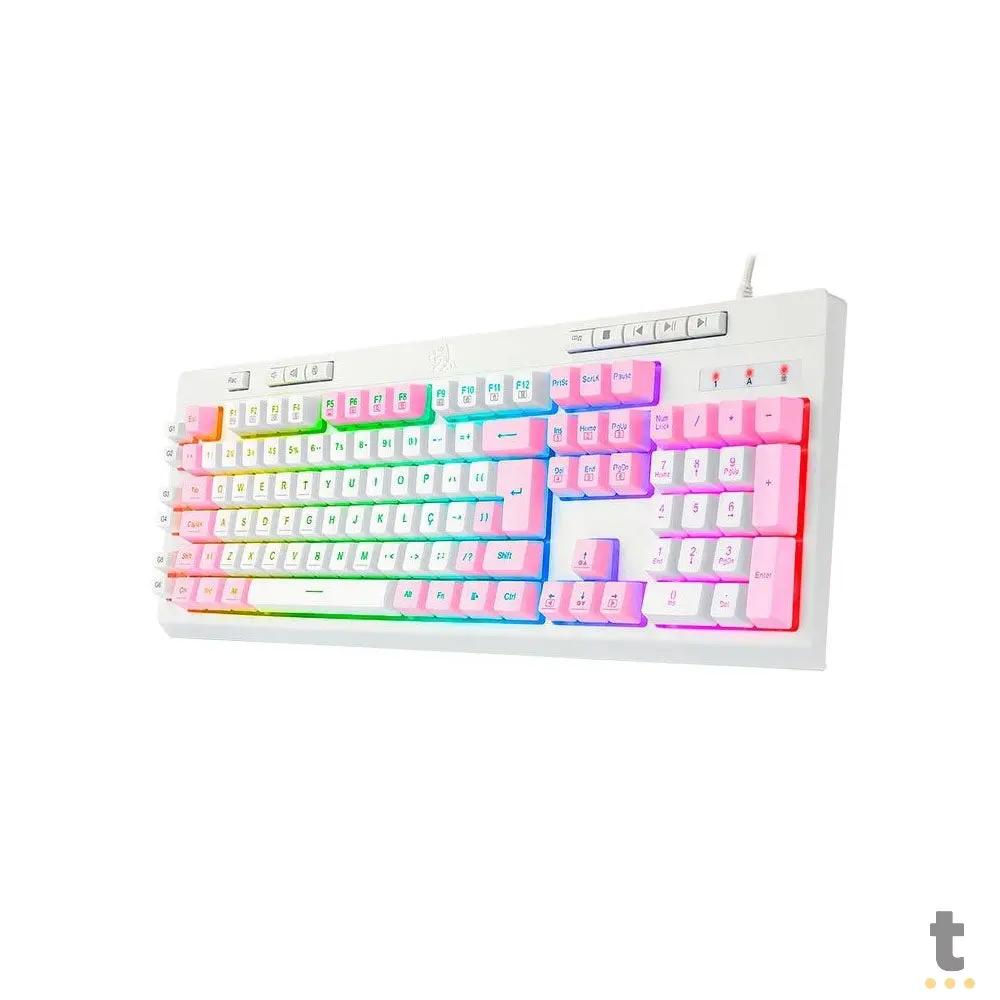 Teclado Gamer Membrana Redragon Shiva RGB Branco - K512WP-RGB - Rosa/Branco Truedata