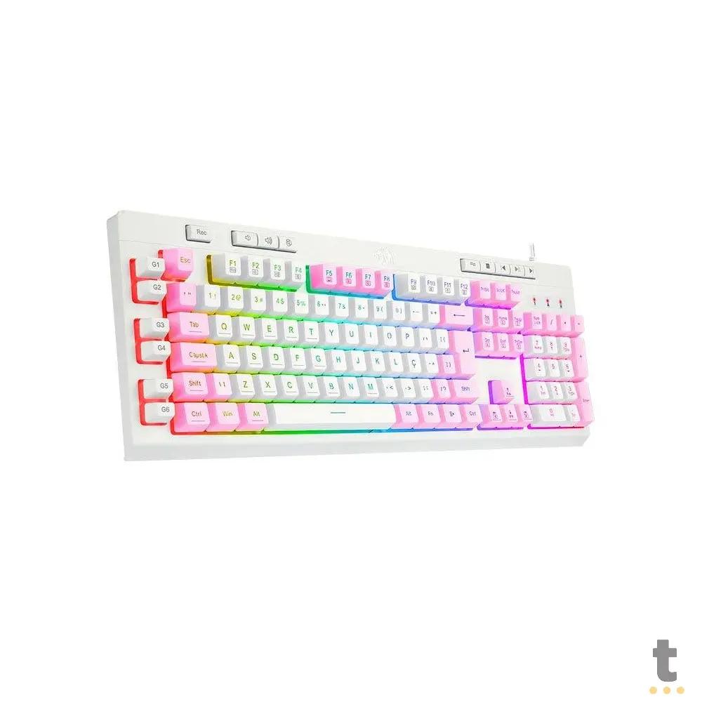 Teclado Gamer Membrana Redragon Shiva RGB Branco - K512WP-RGB - Rosa/Branco Truedata