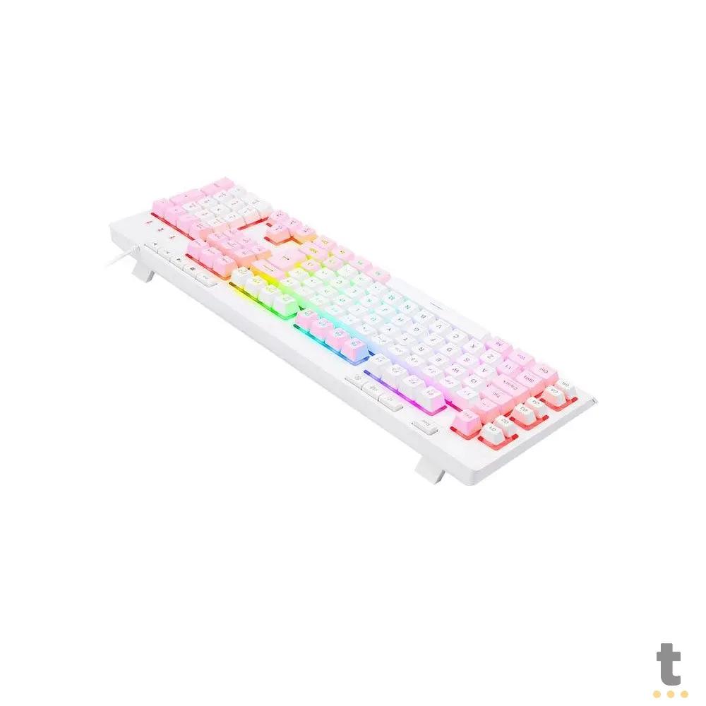 Teclado Gamer Membrana Redragon Shiva RGB Branco - K512WP-RGB - Rosa/Branco Truedata