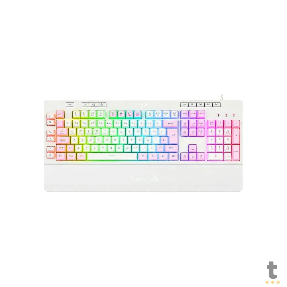 Teclado Gamer Membrana Redragon Shiva RGB Branco - K512WP-RGB - Rosa/Branco Truedata