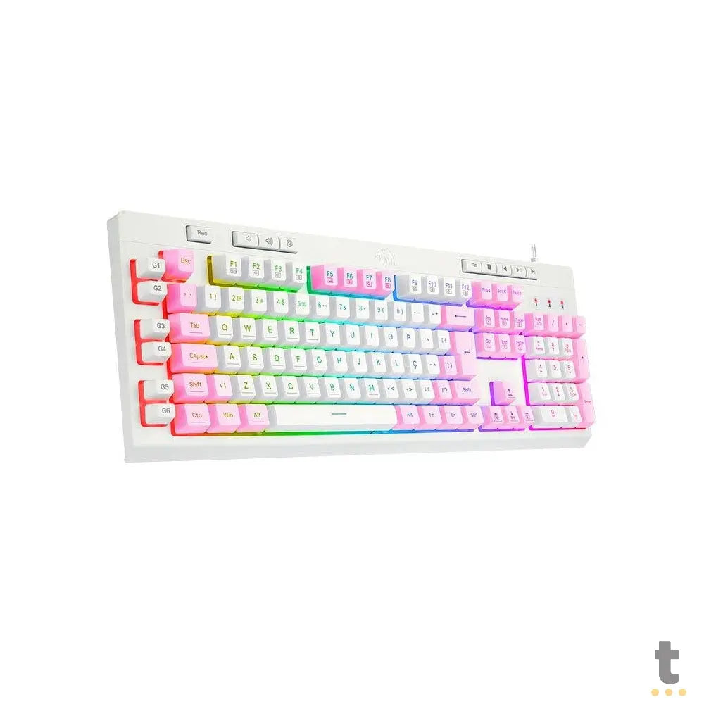 Teclado Gamer Membrana Redragon Shiva RGB Branco - K512WP-RGB - Rosa/Branco Truedata