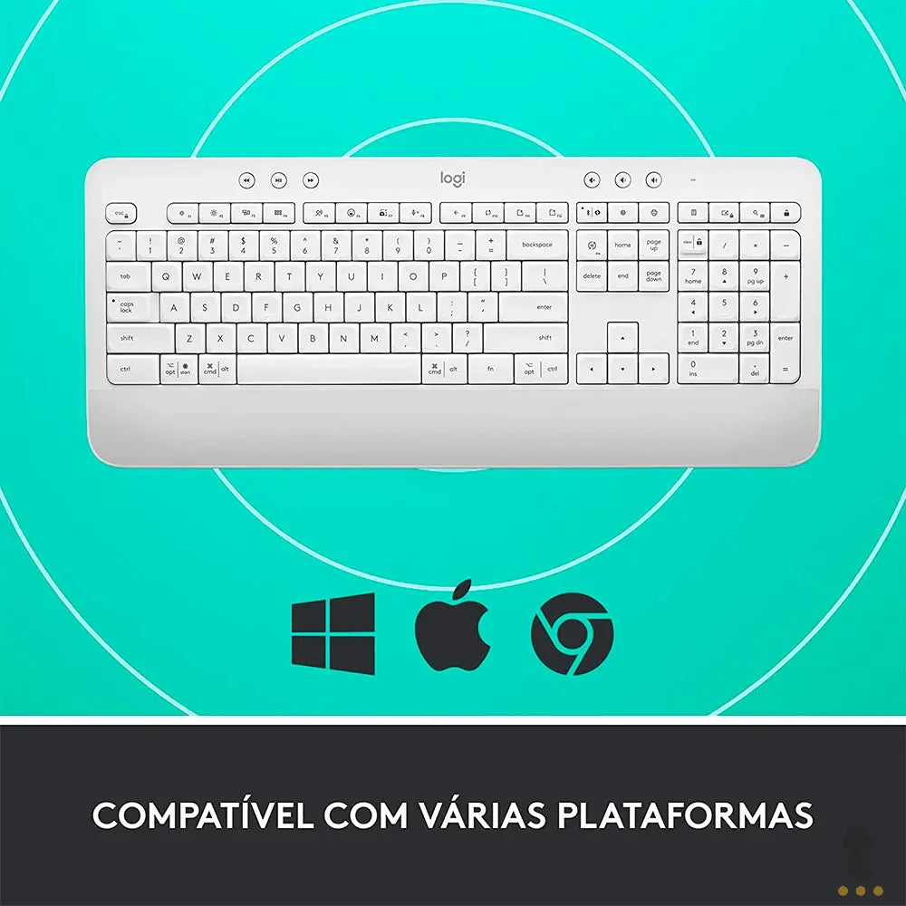Teclado Sem Fio Logitech Signature K650 Branco C/ Apoio para as Maos - 920-010965 Truedata