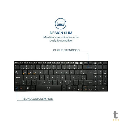 Teclado Sem Fio Slim Multi Bluetooth Multimídia Abnt - TC220 Truedata