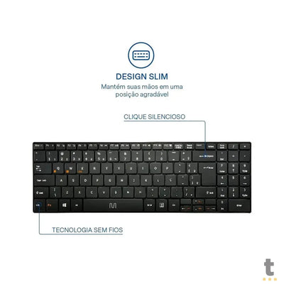 Teclado Sem Fio Slim Multi Bluetooth Multimídia Abnt - TC220