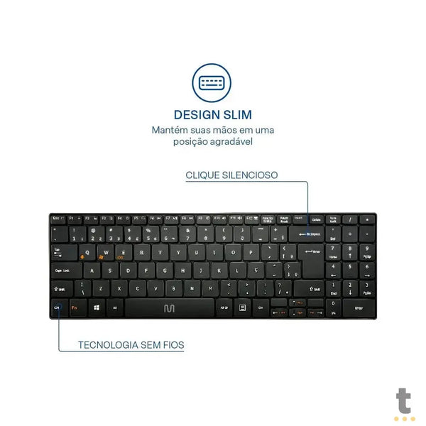 Teclado Sem Fio Slim Multi Bluetooth Multimídia Abnt - TC220