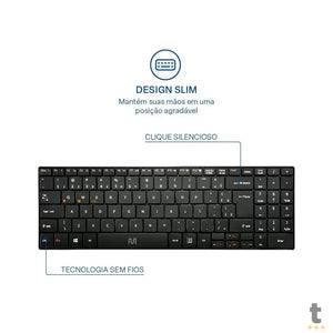 Teclado Sem Fio Slim Multi Bluetooth Multimídia Abnt - TC220