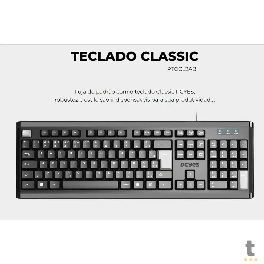 Teclado Usb PCYes Classic Preto / Cinza - Ptocl2Ab Truedata