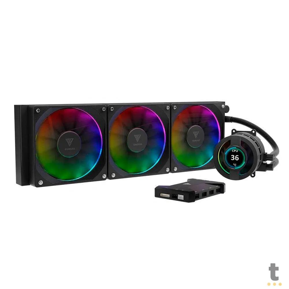 Water Cooler 3 Fans Gamdias Chione ARGB 360mm C/ Display LCD (Intel/AMD) - CHIONE P3-360U Truedata