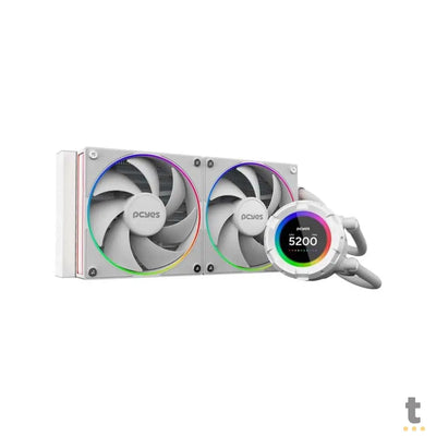 Water Cooler Dual Fan PCYes Vision White Ghost ARGB C/ Visor Lcd 2,1
