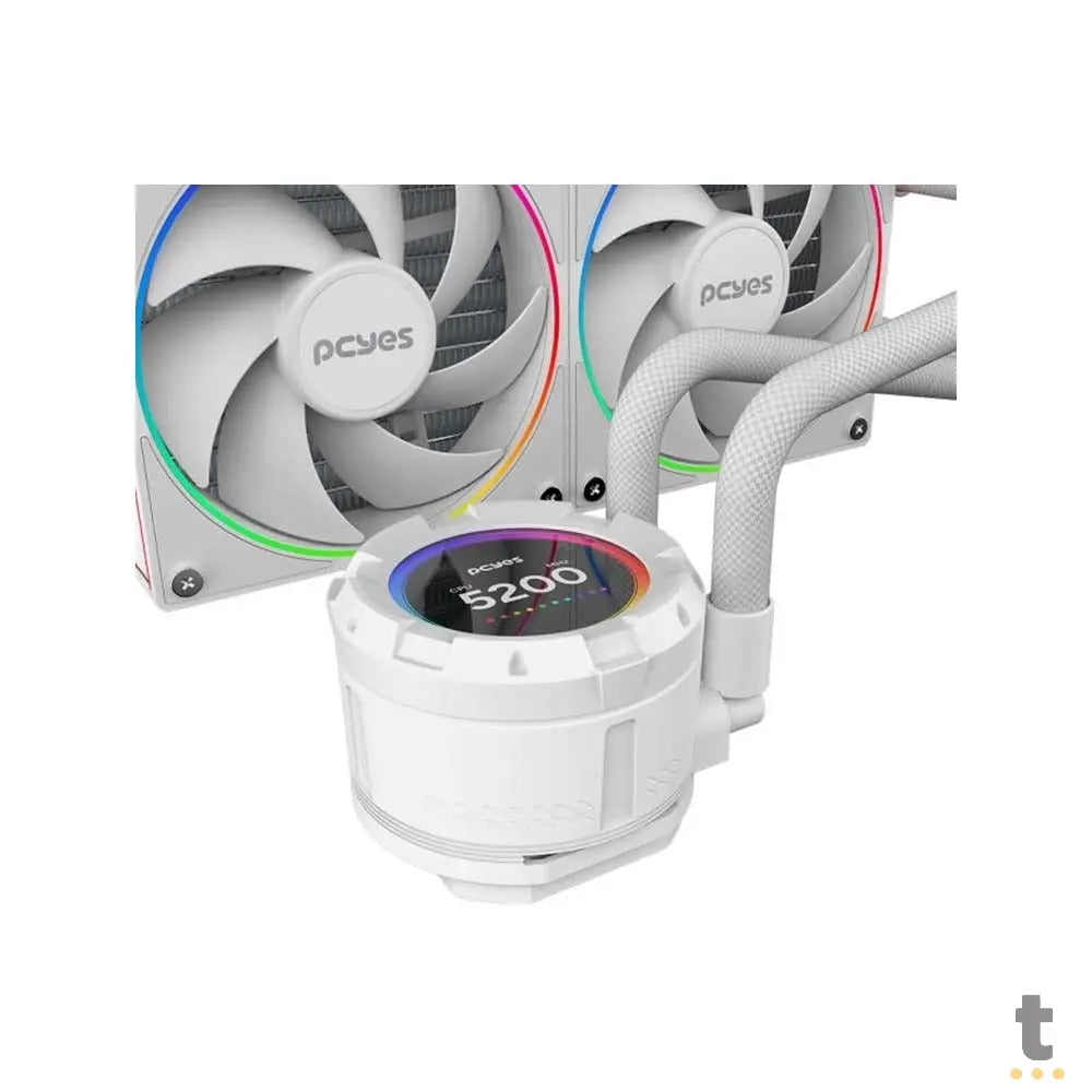 Water Cooler Dual Fan PCYes Vision White Ghost ARGB C/ Visor Lcd 2,1" (Intel/AMD) Branco - VS240WG Truedata