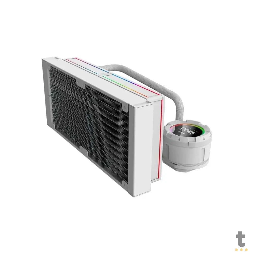 Water Cooler Dual Fan PCYes Vision White Ghost ARGB C/ Visor Lcd 2,1" (Intel/AMD) Branco - VS240WG Truedata