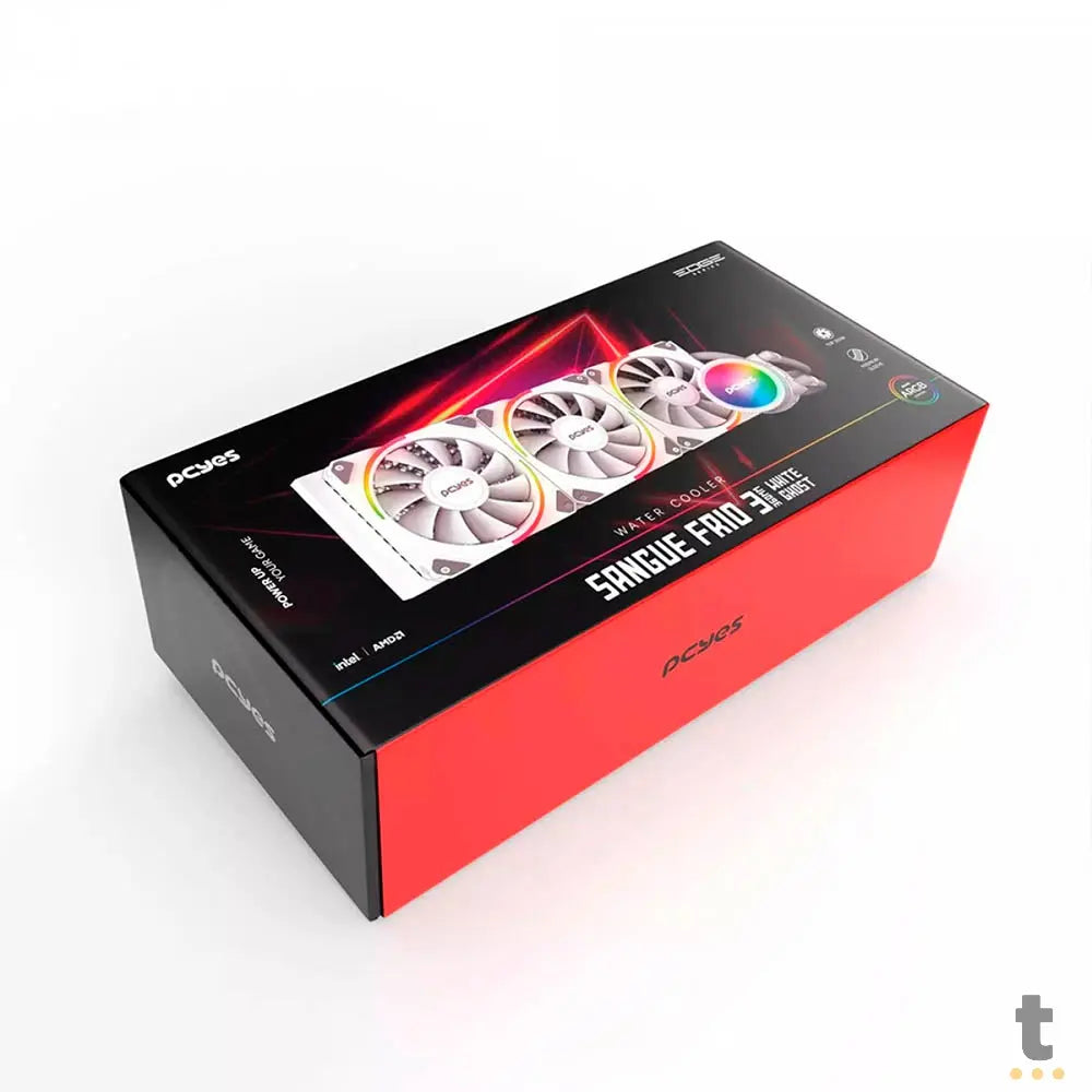 Water Cooler PCYes Sangue Frio 3 Triple Fan 360mm ARGB TDP 350W (Intel/AMD) Branco - ARGBSF3360WGBR Truedata