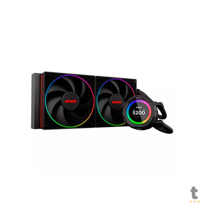 Water Cooler PCYes Vision Dual Fan 240mm Tela LCD 2,1'' (Intel/AMD) Black Vulcan - Vs240Bv