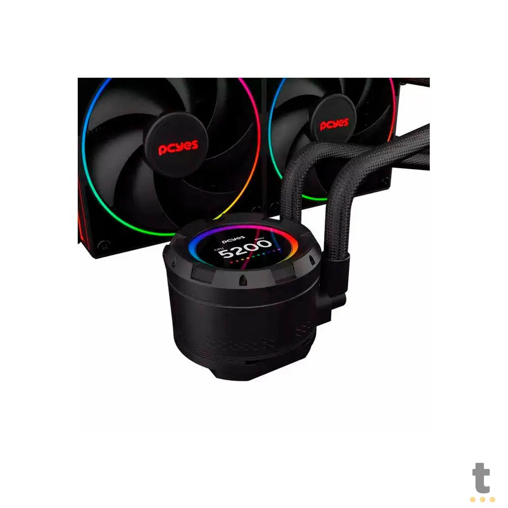 Water Cooler PCYes Vision Dual Fan 240mm Tela LCD 2,1'' (Intel/AMD) Black Vulcan - Vs240Bv Truedata