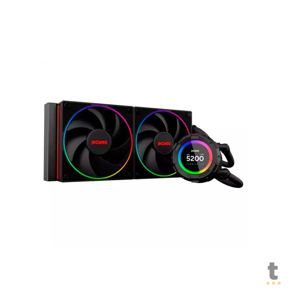Water Cooler PCYes Vision Dual Fan 240mm Tela LCD 2,1'' (Intel/AMD) Black Vulcan - Vs240Bv Truedata