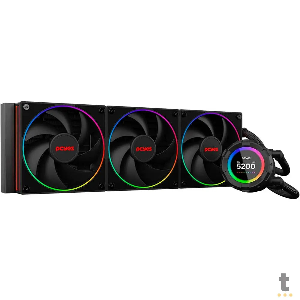 Water Cooler PCYes Vision Triple Fan 360mm Tela LCD 2,1'' (Intel/AMD) Black Vulcan - Vs360Bv Truedata