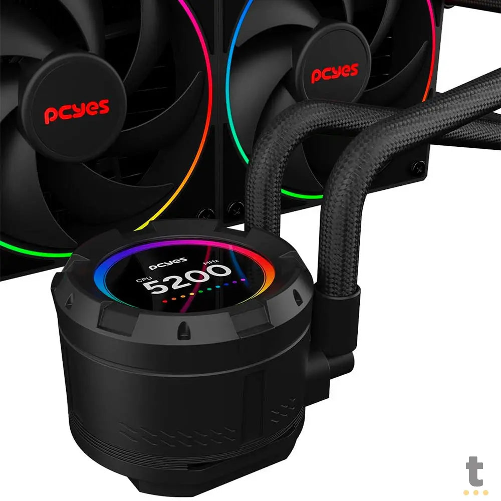 Water Cooler PCYes Vision Triple Fan 360mm Tela LCD 2,1'' (Intel/AMD) Black Vulcan - Vs360Bv Truedata