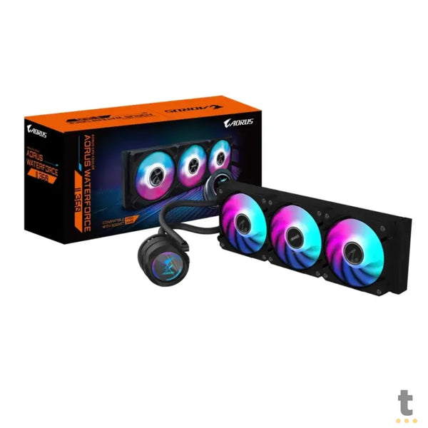 Water Cooler Triple Fan Aorus  WaterForce II 360mm ARGB (Intel/AMD) Preto - WATERFORCE II 360