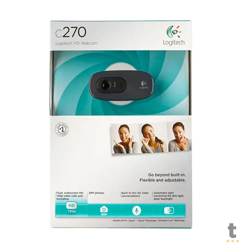 Webcam Logitech C270 Hd 720p Video Chamada Wide Screen Foco Automatico 960-000694 Truedata